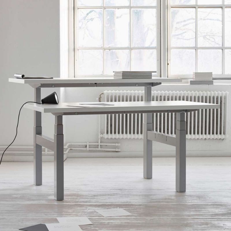 Lavoro Design Duo Adjustable Desk, White Frame, Solid Top