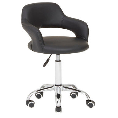 Fionna Black Pu Home Office Chair With Curved Back