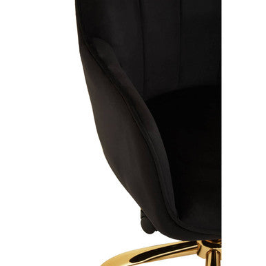 Brent Black Velvet And Gold Base Home Office Chair