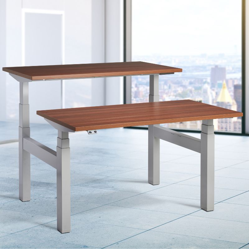Lavoro Design Duo Adjustable Desk, White Frame, Solid Top