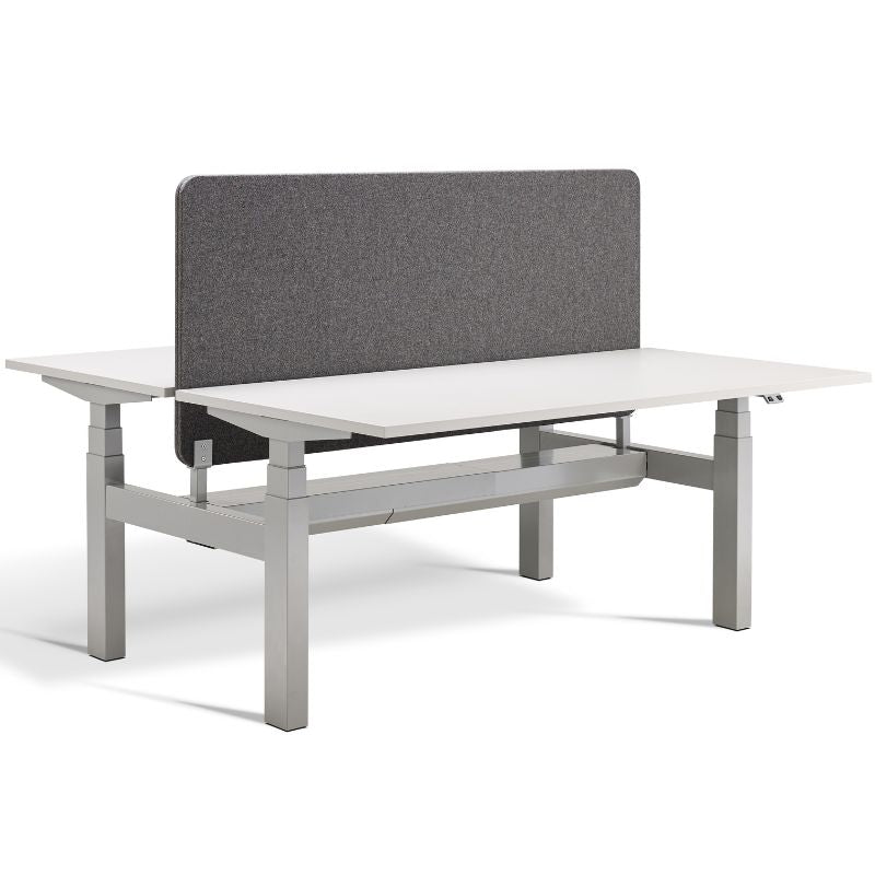 Lavoro Design Duo Adjustable Desk, White Frame, Solid Top
