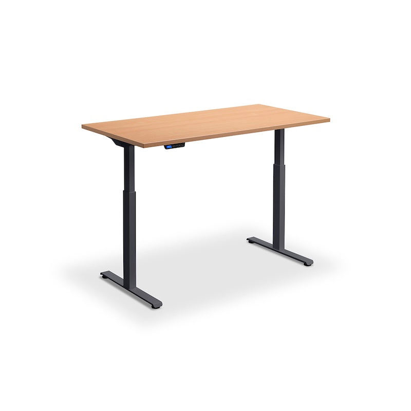 Lavoro Design Rusa Adjustable Desk, Anthracite Frame, Woodgrain Top