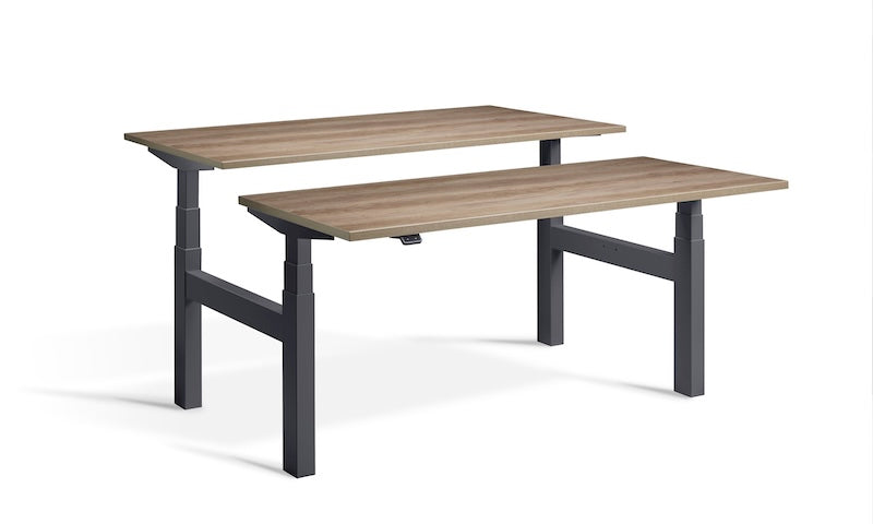 Lavoro Design Duo Adjustable Desk, Anthracite Frame, Woodgrain Top