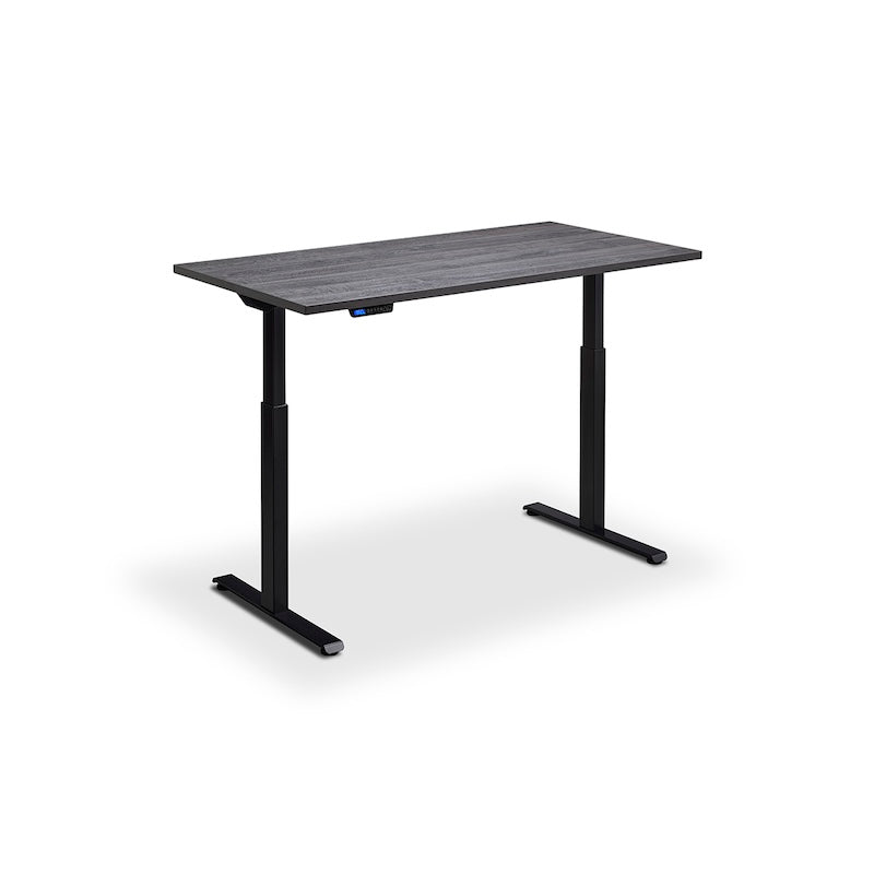 Lavoro Design Rusa Adjustable Desk, Black Frame, Woodgrain Top