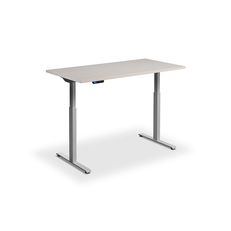 Lavoro Design Rusa Adjustable Desk, Silver Frame, Solid Top