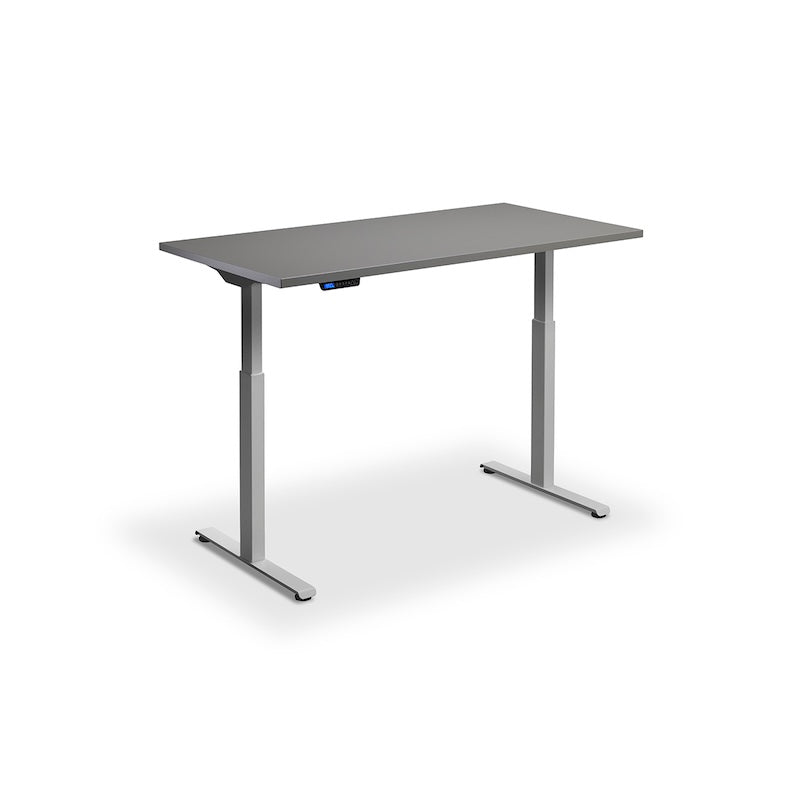 Lavoro Design Rusa Adjustable Desk, Silver Frame, Solid Top
