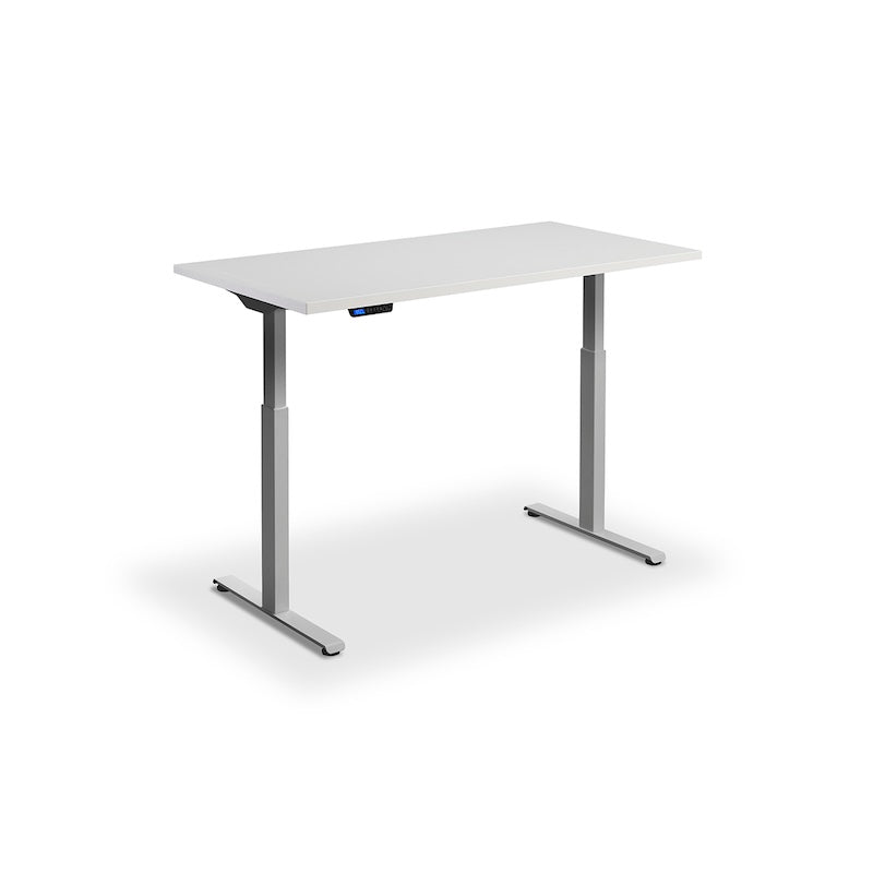 Lavoro Design Rusa Adjustable Desk, Silver Frame, Solid Top