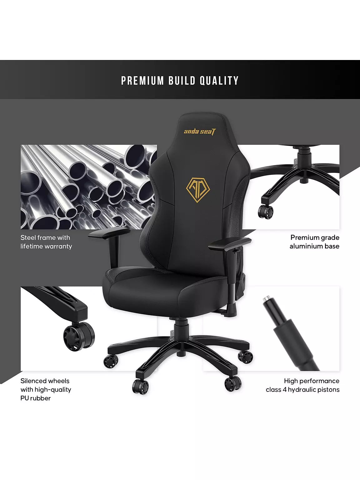 Anda seat Phantom 3 Faux Leather Premium Gaming Chair, Black