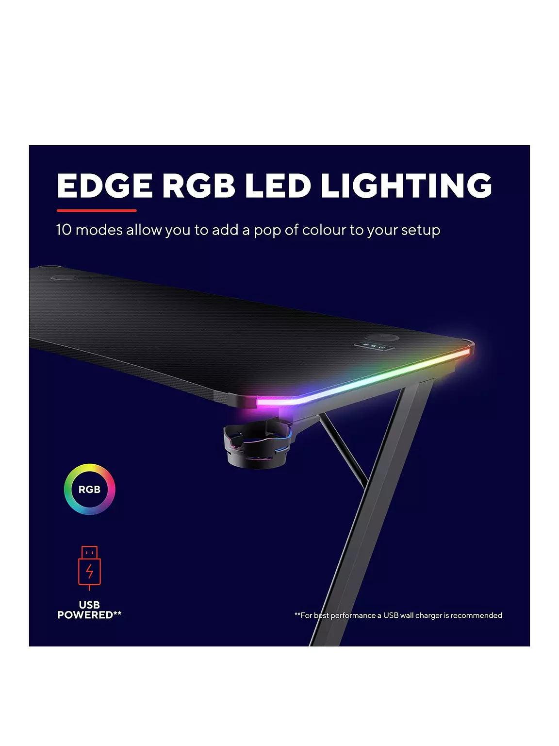Trust GXT 709 Luminus RGB LED Illuminated Black Gaming Desk