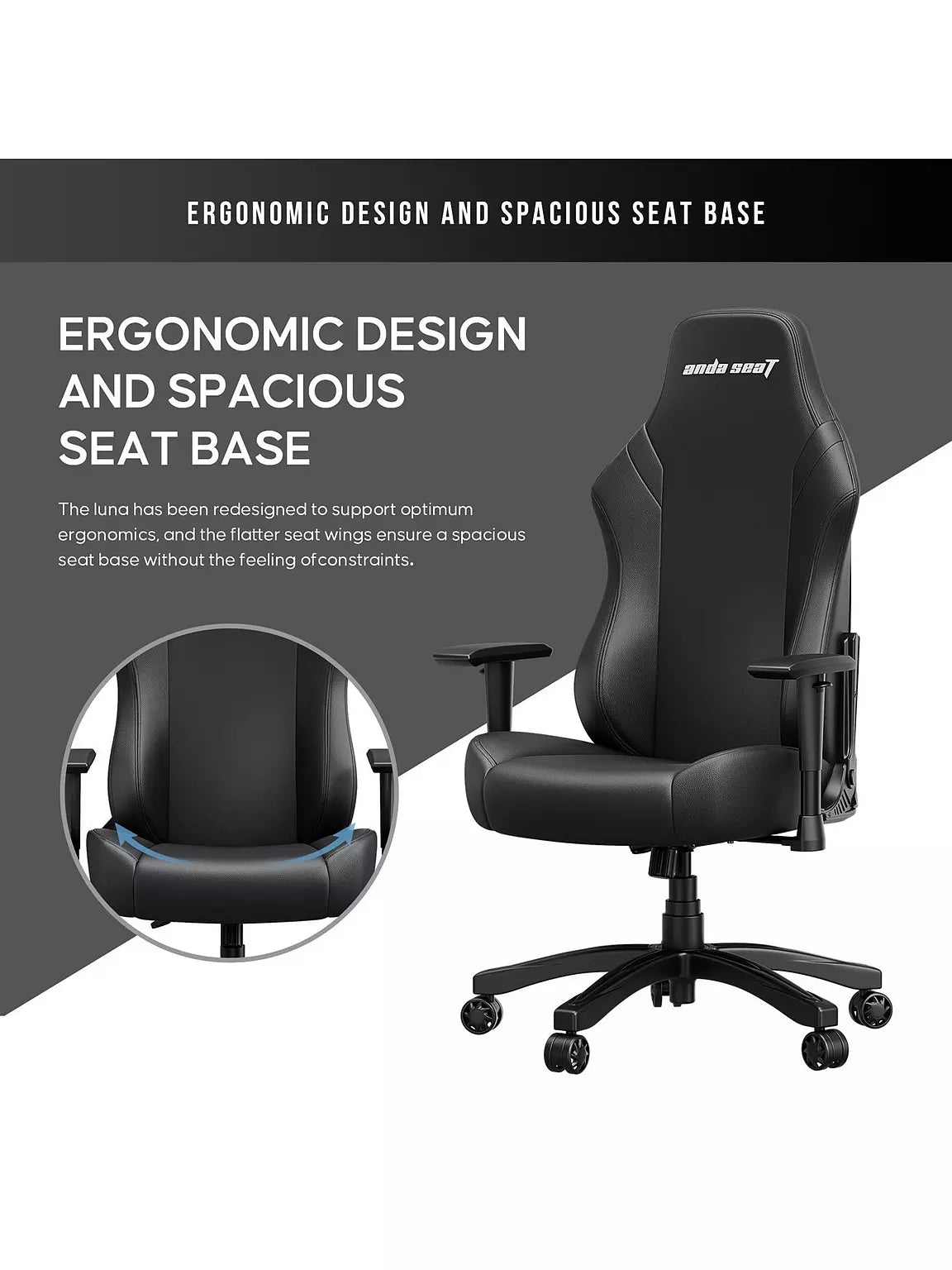 Anda Seat Luna Premium Large Gaming Chair, Black