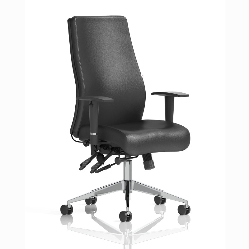 Dynamic Onyx Ergonomic Posture Chair Black Bonded Leather with Height Adjustable Arms