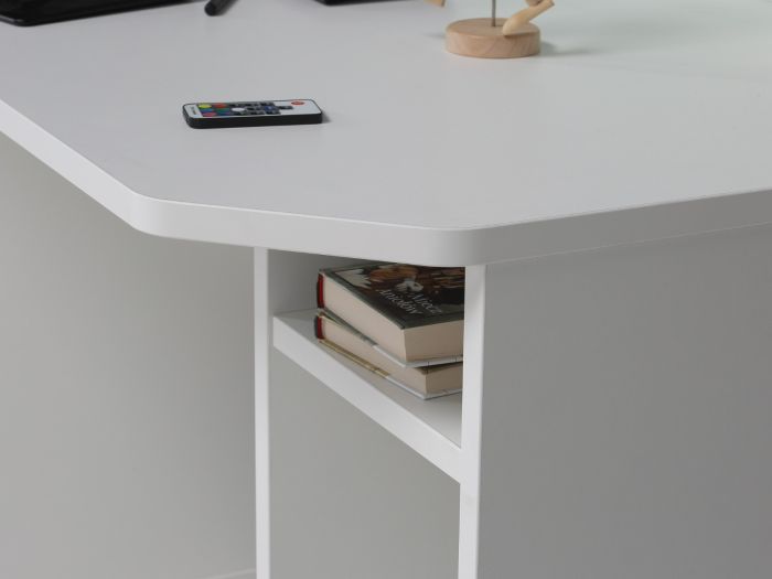Flair Power Z White Computer Gaming Desk With Colour Changing LED Lights