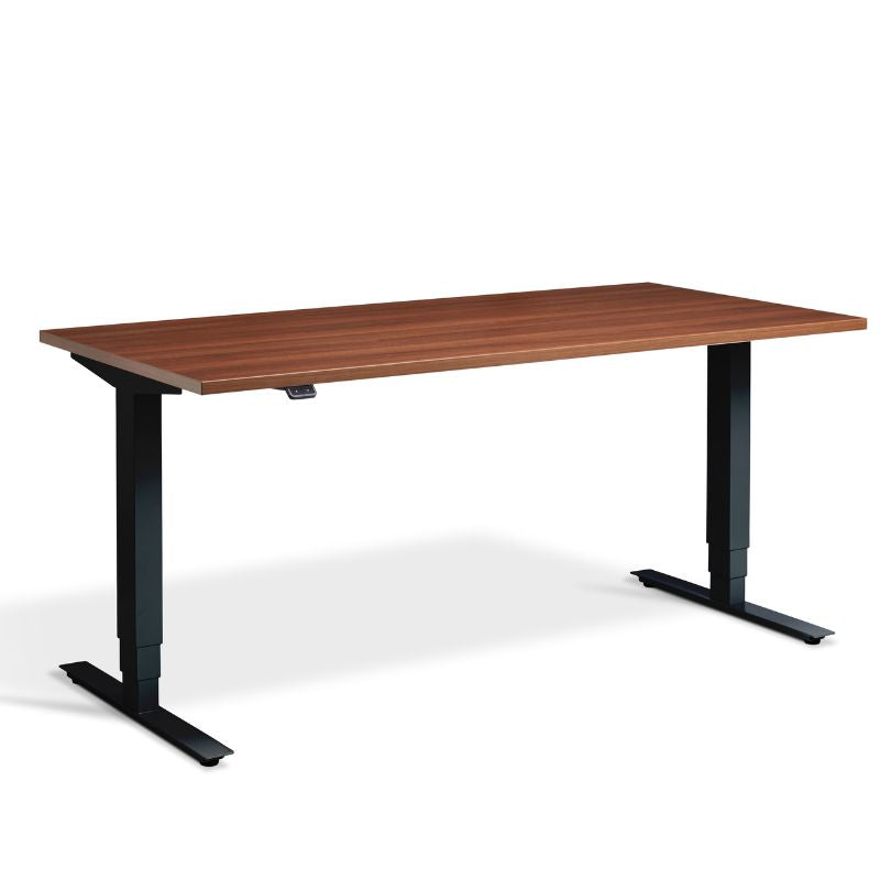 Lavoro Design Advance Adjustable Desk, Black Frame, Woodgrain Top