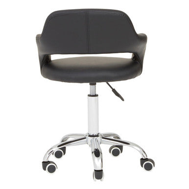 Fionna Black Pu Home Office Chair With Curved Back