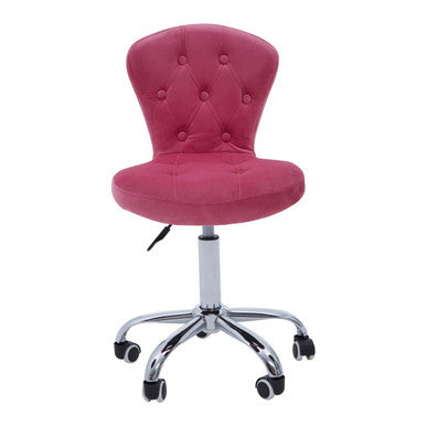 Fayth Pink Velvet Buttoned Home Office Chair