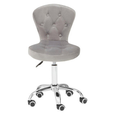 Fayth Grey Velvet Buttoned Home Office Chair