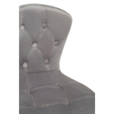 Fayth Grey Velvet Buttoned Home Office Chair