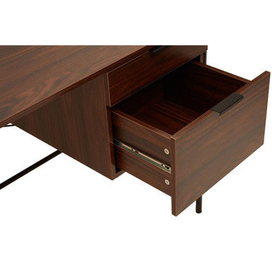 Bradbury Dark Walnut Veneer Desk With Drawers
