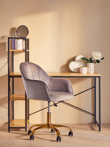 Brent Grey Velvet And Gold Base Home Office Chair