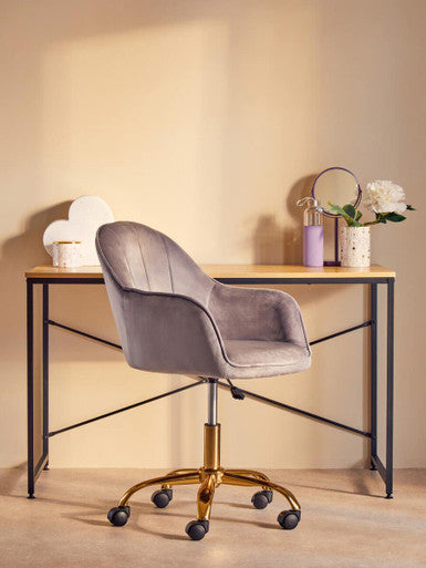 Brent Grey Velvet And Gold Base Home Office Chair