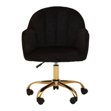 Brent Black Velvet And Gold Base Home Office Chair