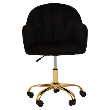 Brent Black Velvet And Gold Base Home Office Chair