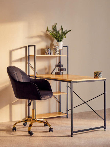 Brent Black Velvet And Gold Base Home Office Chair