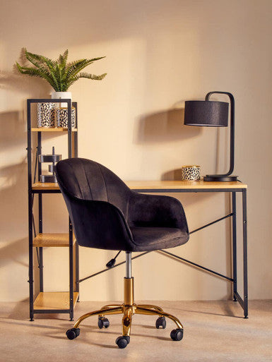 Brent Black Velvet And Gold Base Home Office Chair