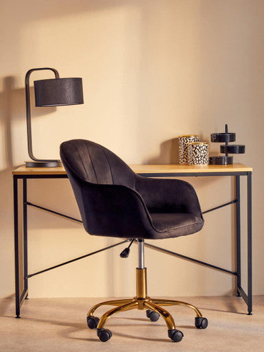 Brent Black Velvet And Gold Base Home Office Chair