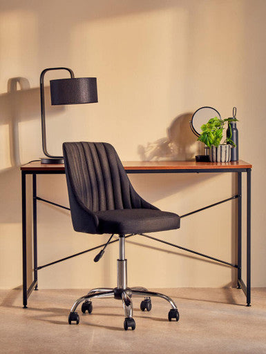 Brent Ribbed Black And Chrome Home Office Chair
