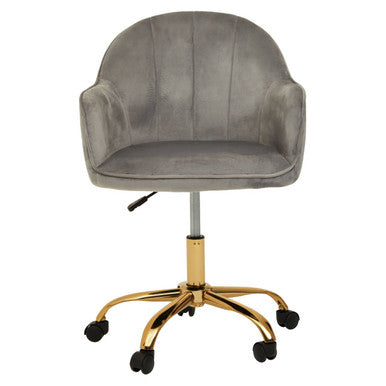 Brent Grey Velvet And Gold Home Office Chair