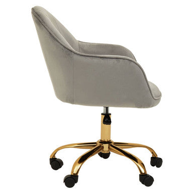 Brent Grey Velvet And Gold Home Office Chair