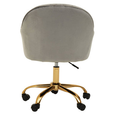Brent Grey Velvet And Gold Home Office Chair
