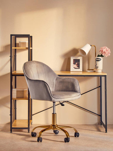 Brent Grey Velvet And Gold Home Office Chair