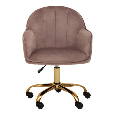 Brent Pink Velvet And Gold Home Office Chair