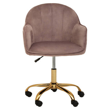 Brent Pink Velvet And Gold Home Office Chair