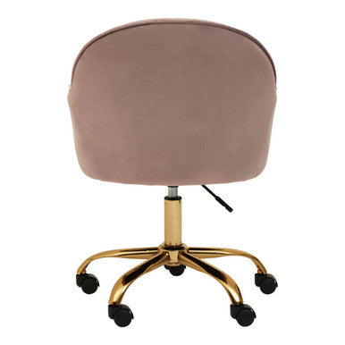 Brent Pink Velvet And Gold Home Office Chair