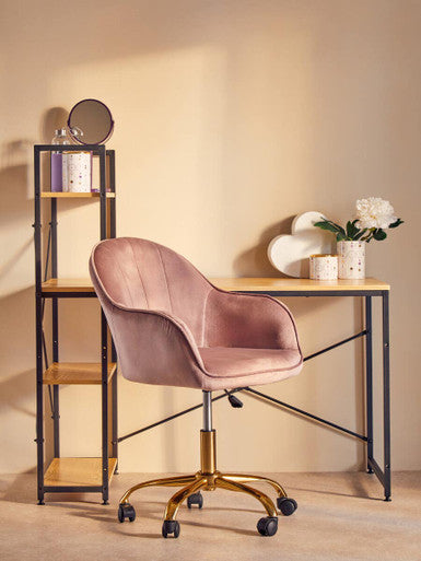 Brent Pink Velvet And Gold Home Office Chair