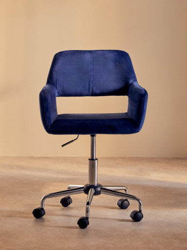 Brent Navy Velvet And Chrome Base Home Office Chair