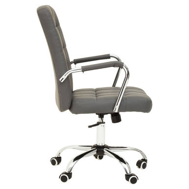 Brent Grey Leather Effect And Chrome Home Office Chair