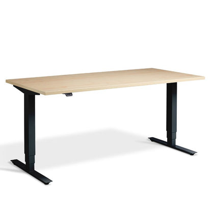 Lavoro Design Advance Adjustable Desk, Black Frame, Woodgrain Top