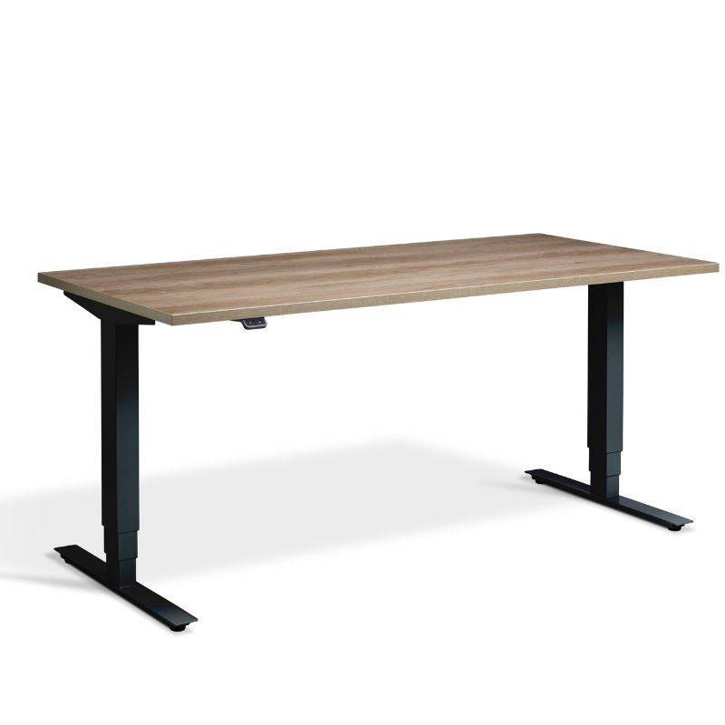 Lavoro Design Advance Adjustable Desk, Black Frame, Woodgrain Top