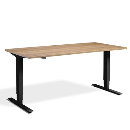 Lavoro Design Advance Adjustable Desk, Black Frame, Woodgrain Top