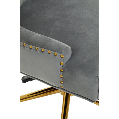 Anita Grey Velvet and Gold Base Home Office Chair