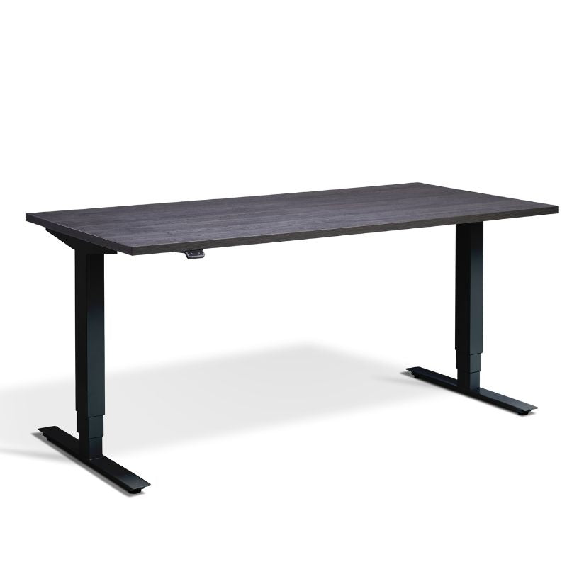 Lavoro Design Advance Adjustable Desk, Black Frame, Woodgrain Top