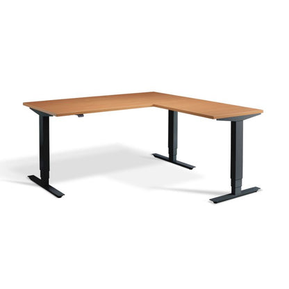 Lavoro Design Advance Corner Adjustable Desk, Woodgrain Top