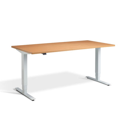 Lavoro Design Advance Adjustable Desk, White Frame, Woodgrain Top