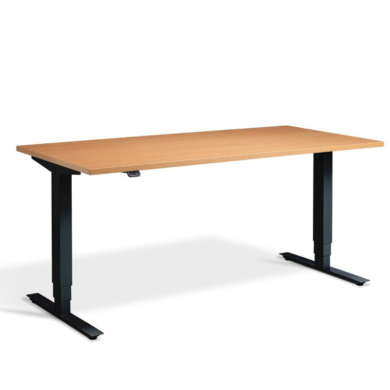 Lavoro Design Advance Adjustable Desk, Black Frame, Woodgrain Top