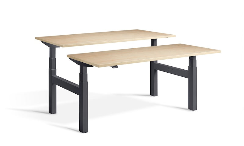 Lavoro Design Duo Adjustable Desk, Anthracite Frame, Woodgrain Top