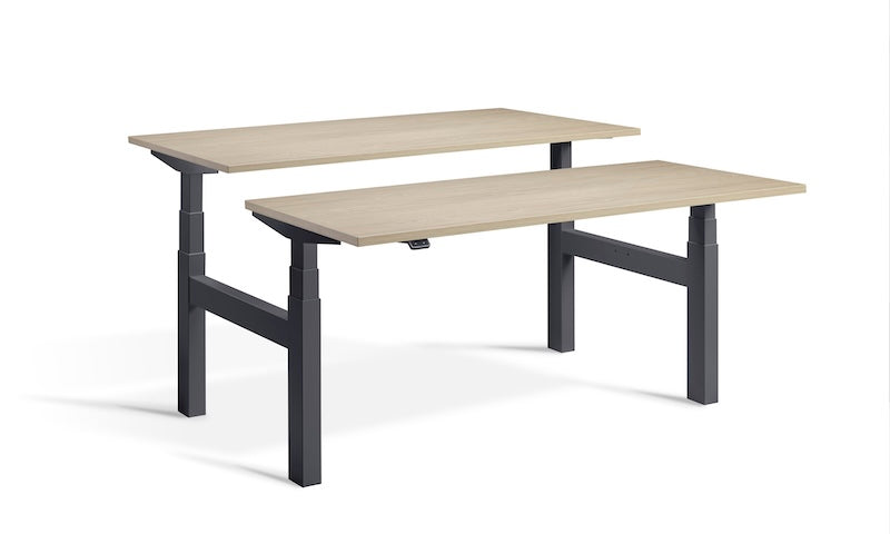 Lavoro Design Duo Adjustable Desk, Anthracite Frame, Woodgrain Top